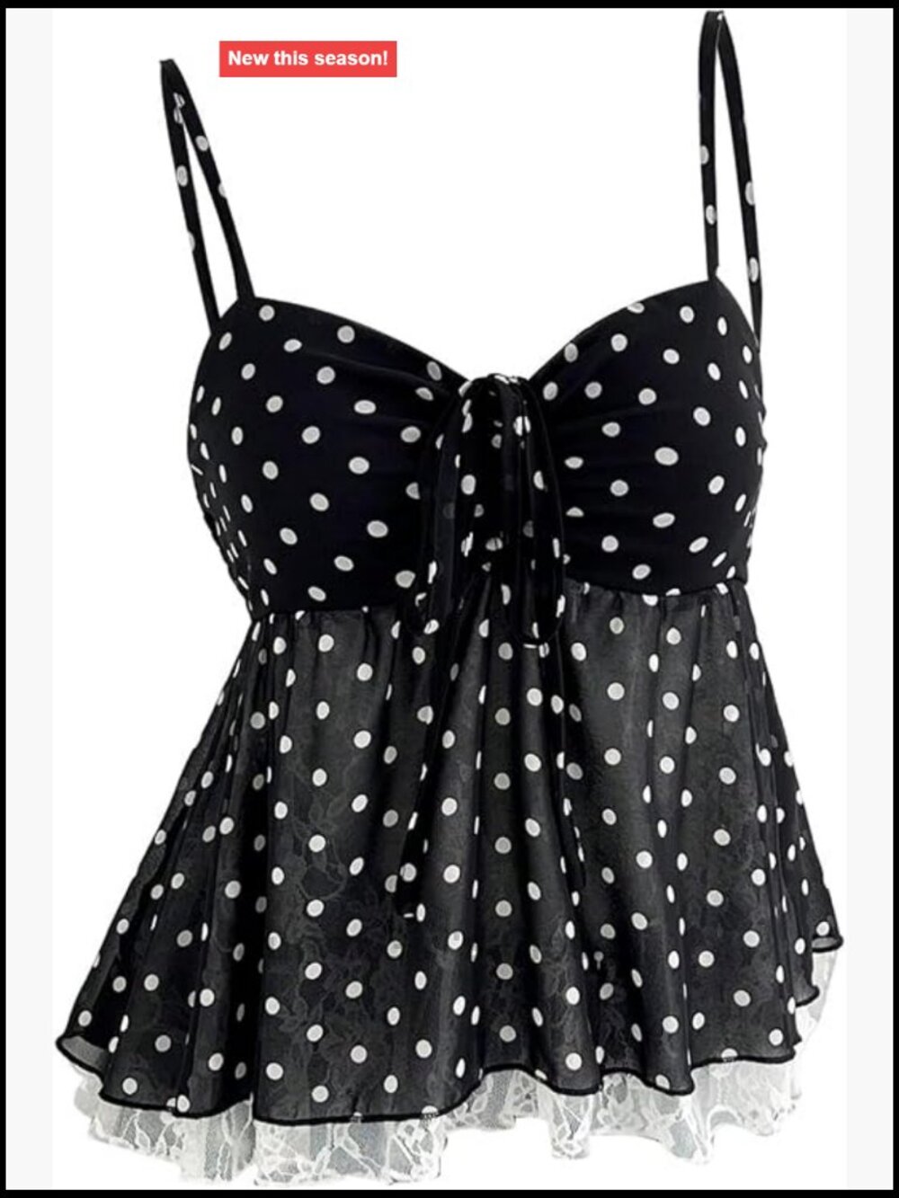 Polka Dots Lace Babydoll Peplum Camisole Top Y2K Going Out Cami